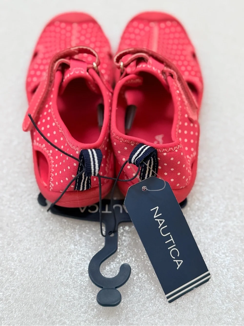 NEW Nautica Girls Pink/White Polka Dot Protective Closed-Toe Water Shoes Size 12